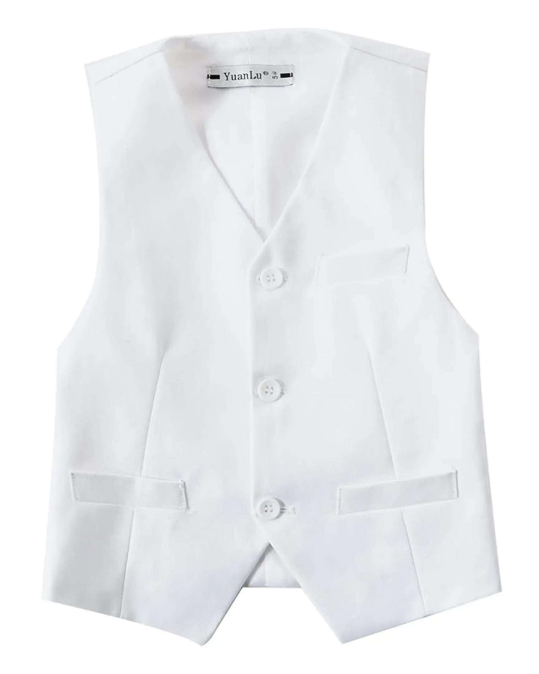 White vest front view from boys 4 piece suit – formal page boy outfit