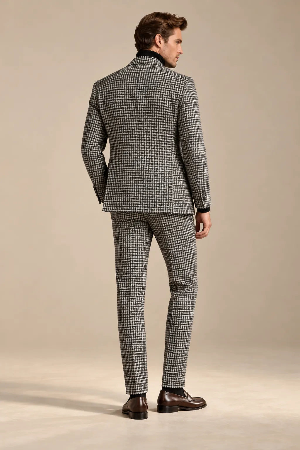 Men's Black & White Houndstooth 2 Piece Suit