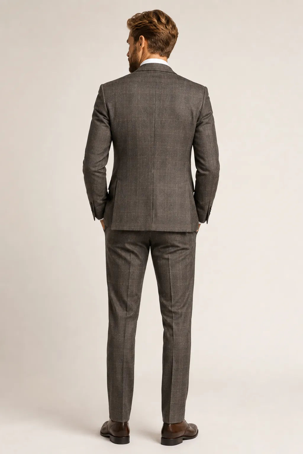 Men's Brown Glen Plaid Business 2 Piece Suit