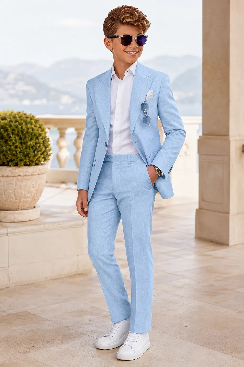 Boys Classic Summer Linen 2 Piece Suit
