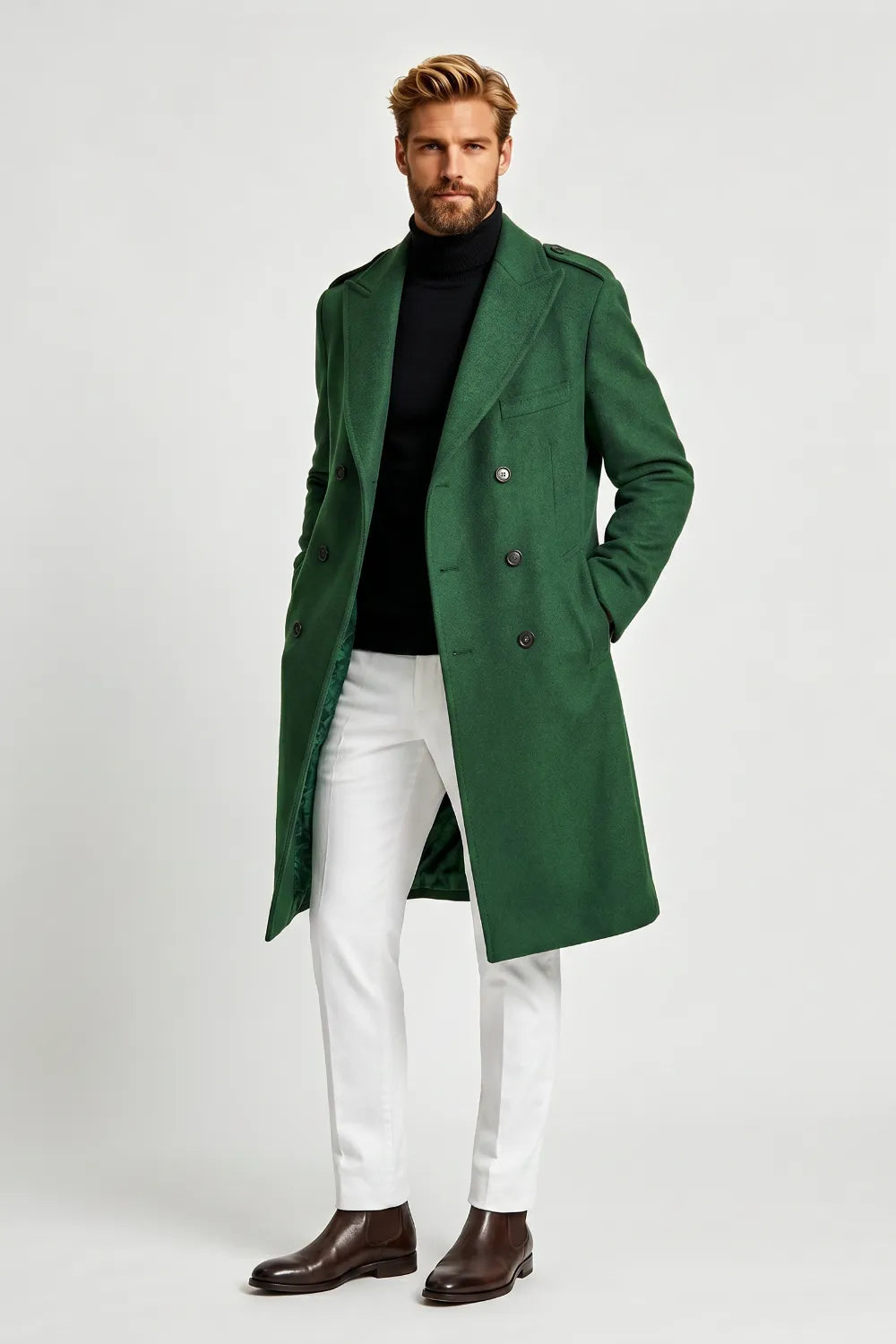 Men's Elegant Double-Breasted Winter Dress Coat