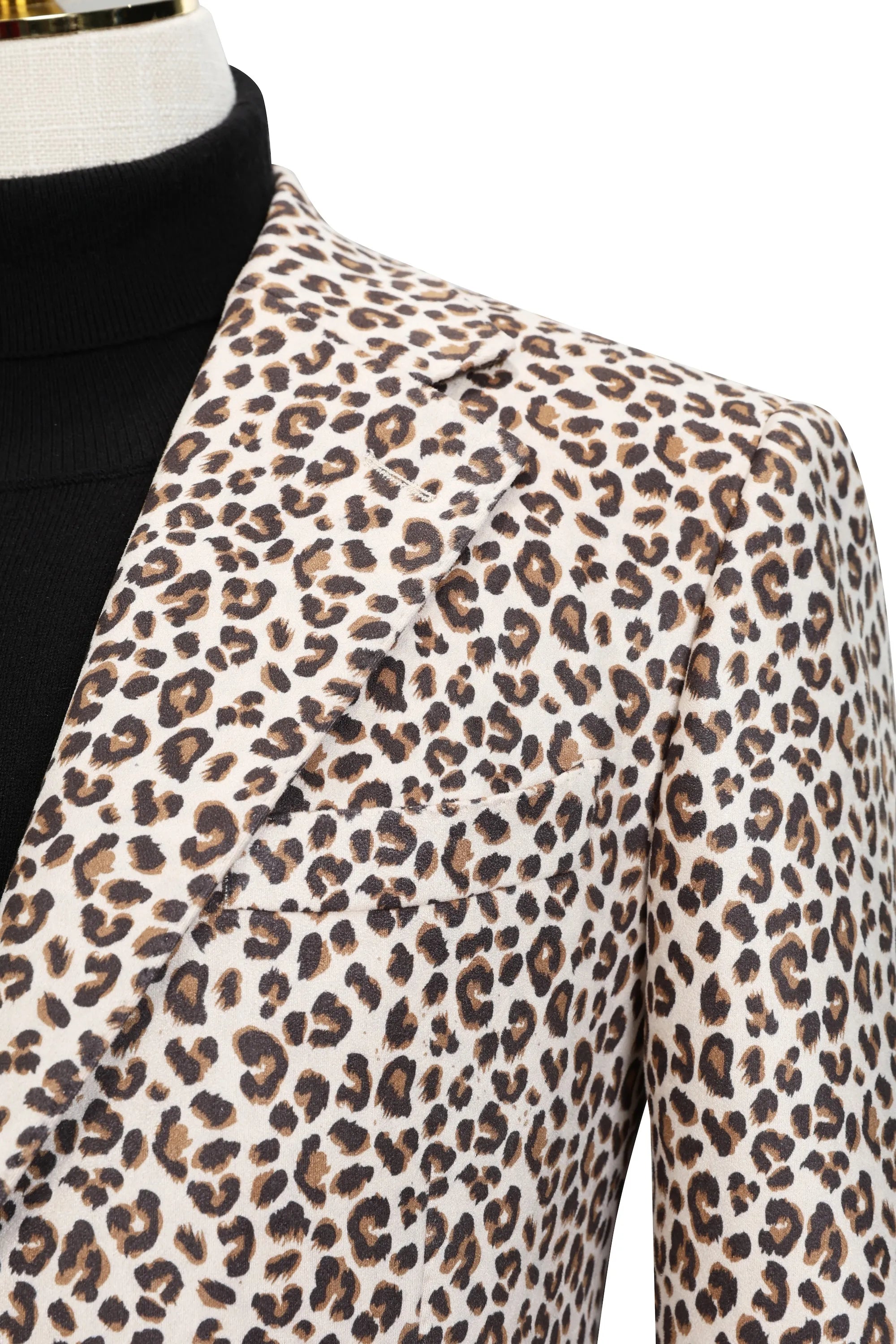 Men's Off-white Leopard Print 2-piece Suit