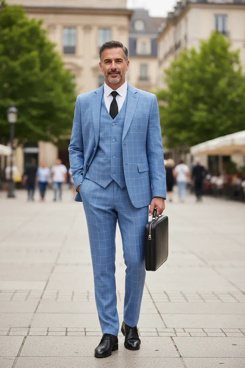 Men's Timeless Plaid 3 Piece Suit