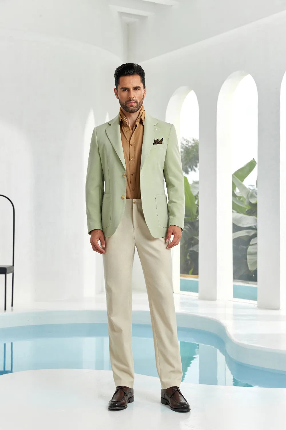 Men's Light Green Two Button Blazer