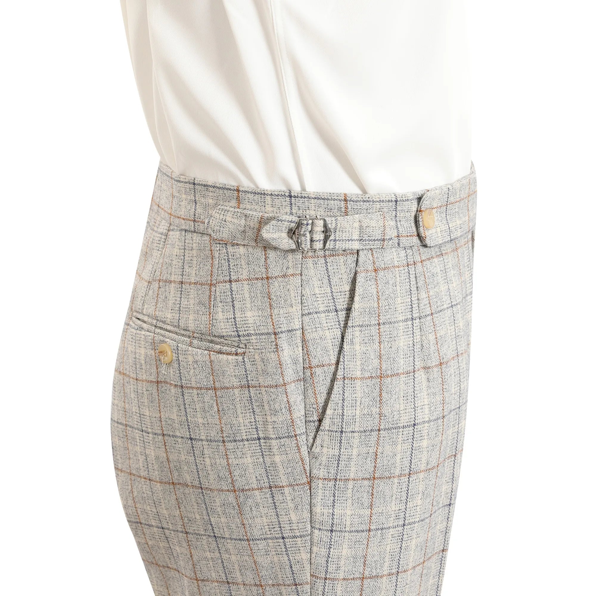 Men's Light Grey Plaid 2 Piece Suits