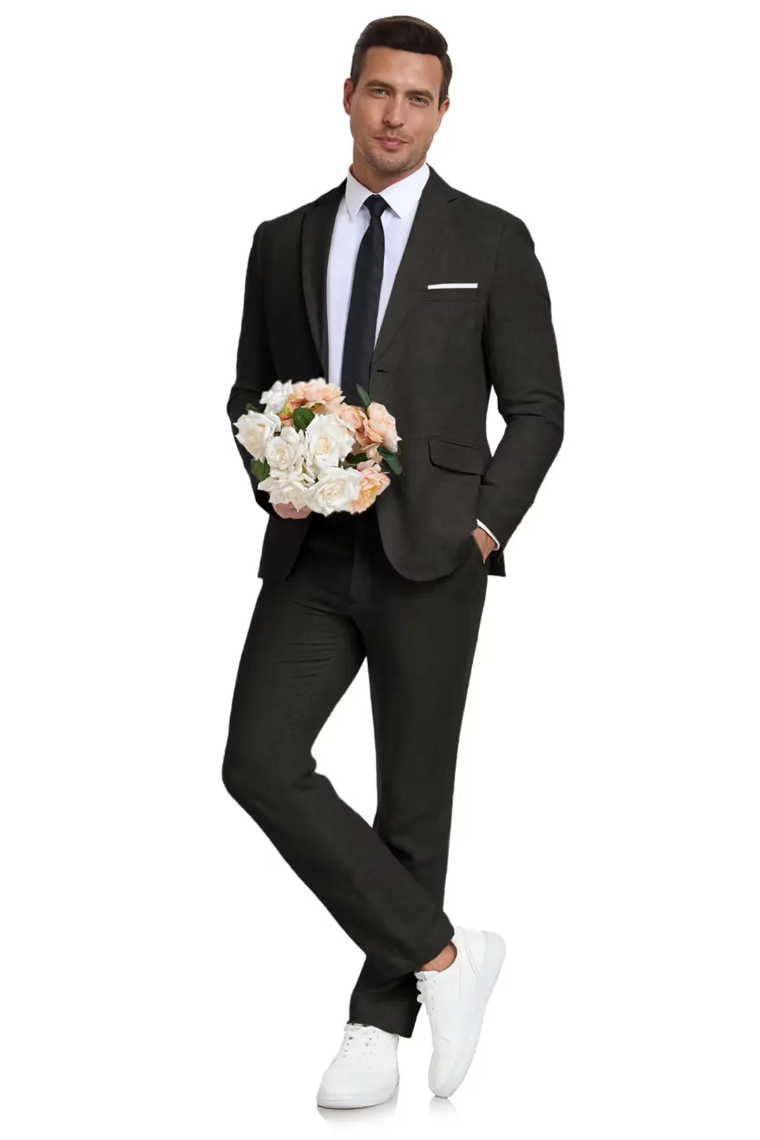 Black Linen Suit for Men – Summer Slim Fit Formal Tuxedo for Wedding or Prom – Wehilion® ™