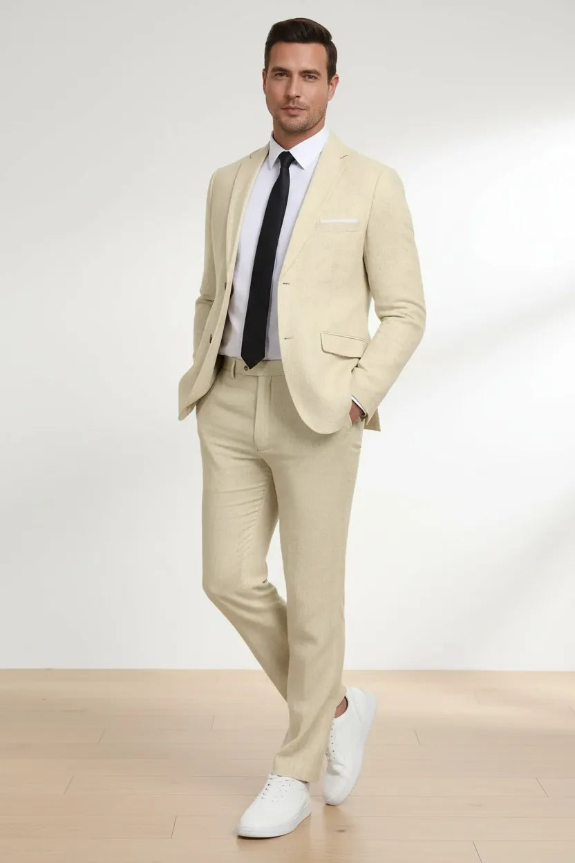 Men's Linen Casual 2 Piece Linen Suit