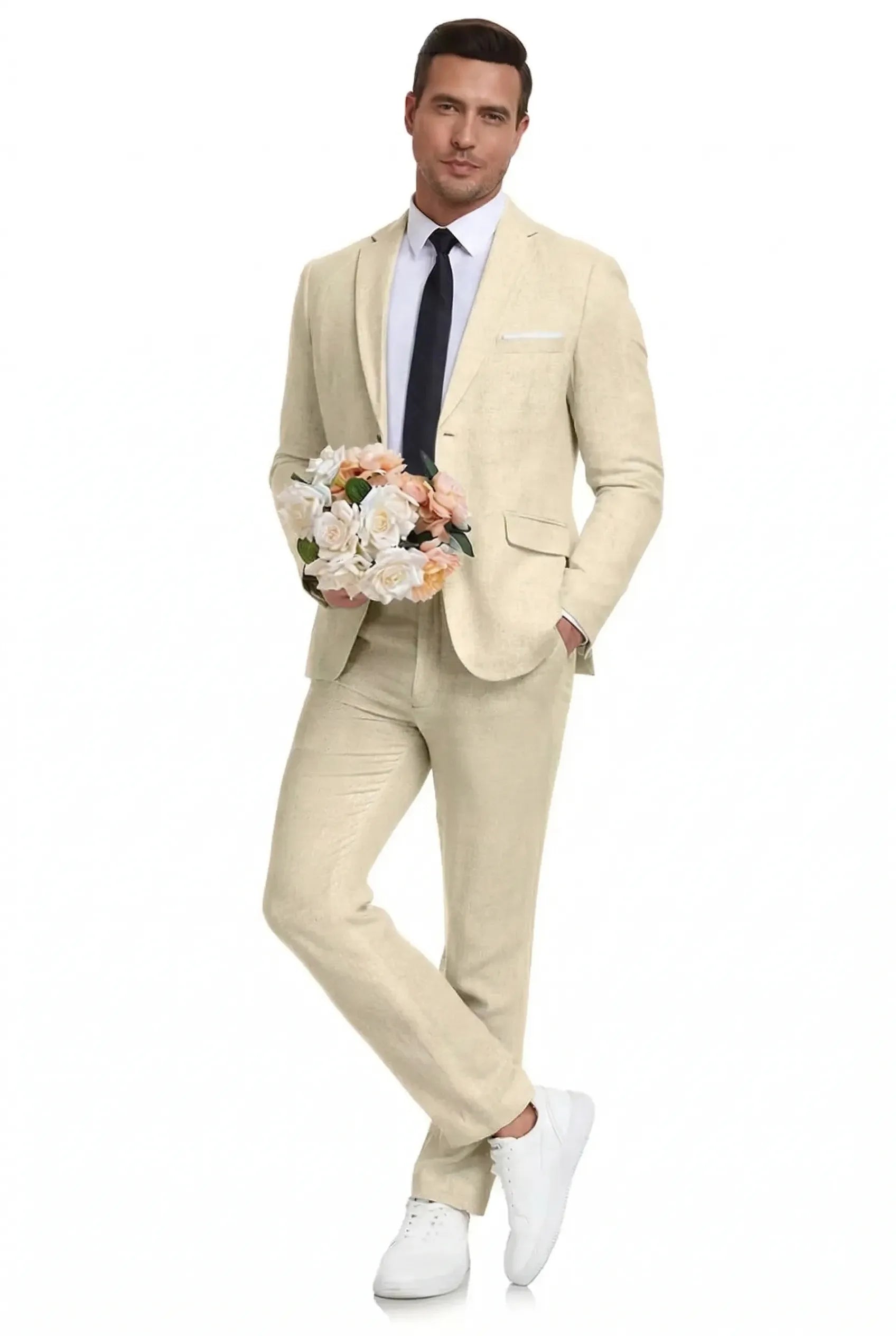 Men's Linen Casual 2 Piece Linen Suit