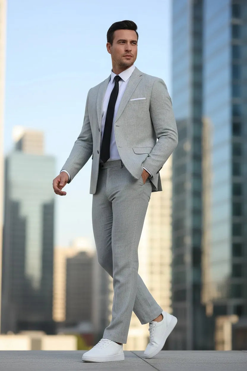 Completo casual da uomo in lino due pezzi