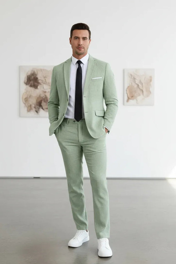 Men's Linen Casual 2 Piece Linen Suit