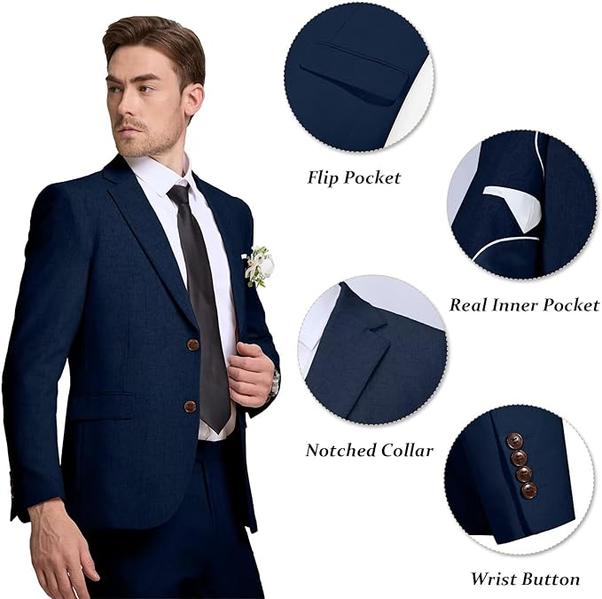 Men's Linen Casual 2 Piece Linen Suit