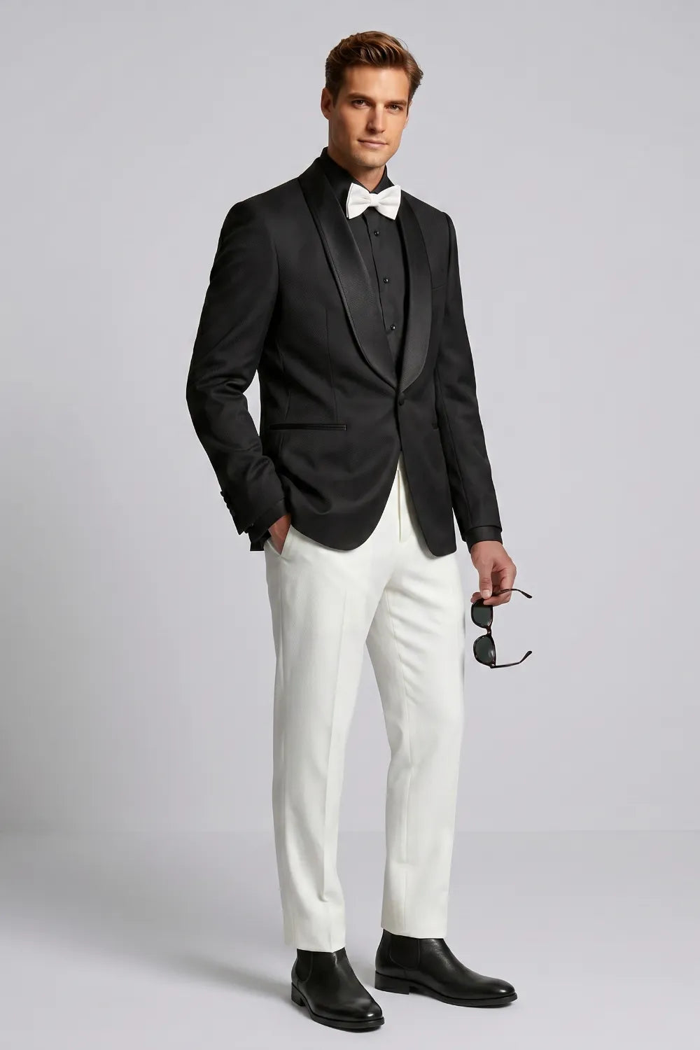 Men's Black Shawl Lapel Tuxedo 2-Piece Suit