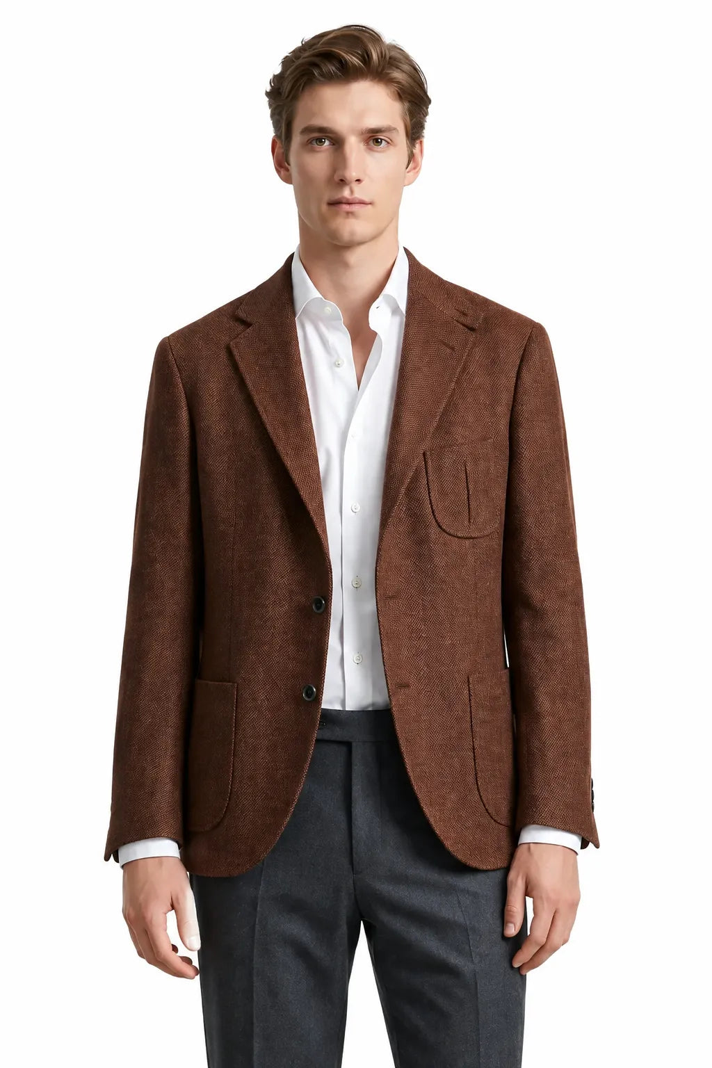 Men's Herringbone Smart Casual 2 Piece Suit