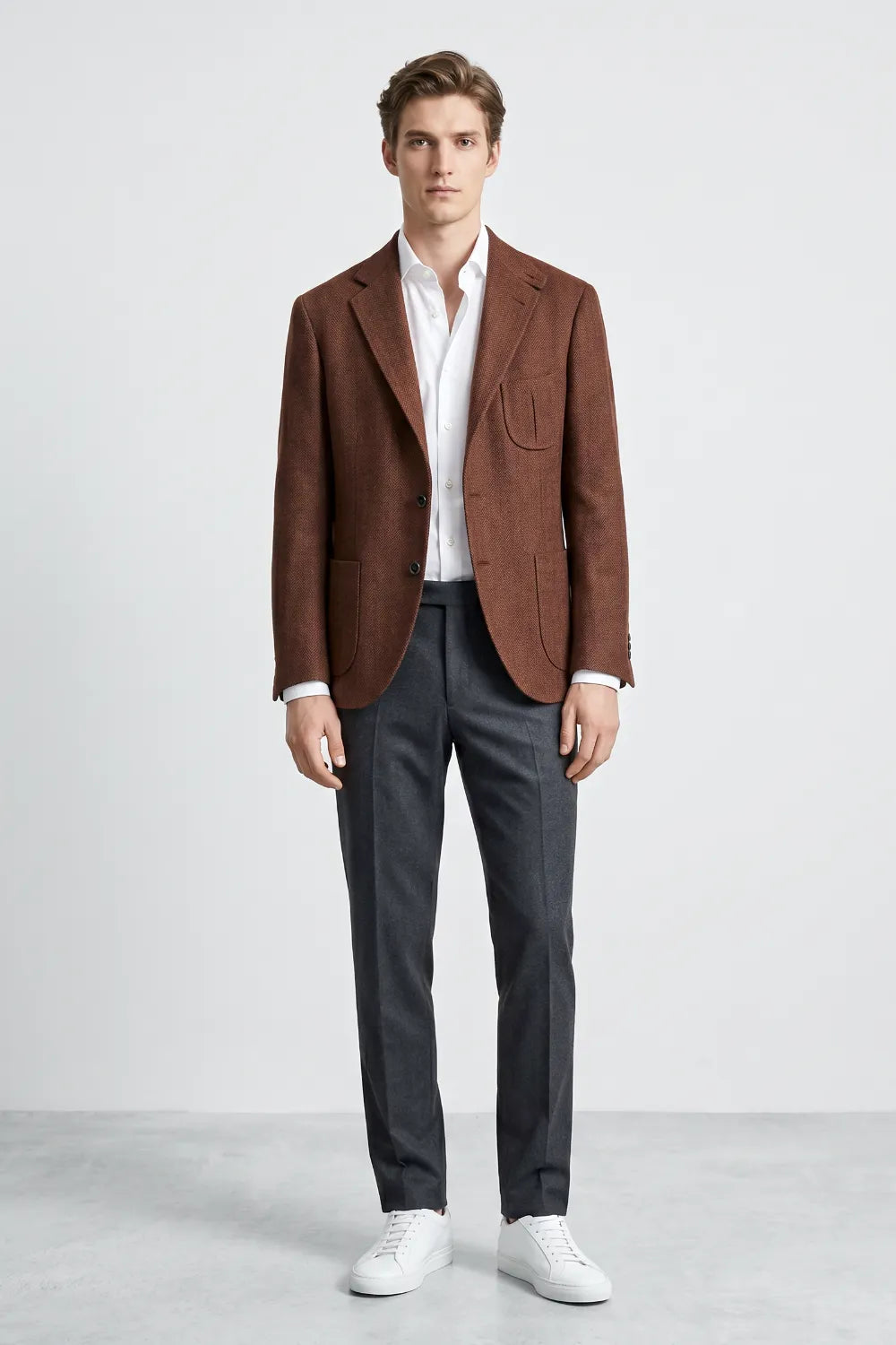 Men's Herringbone Smart Casual 2 Piece Suit
