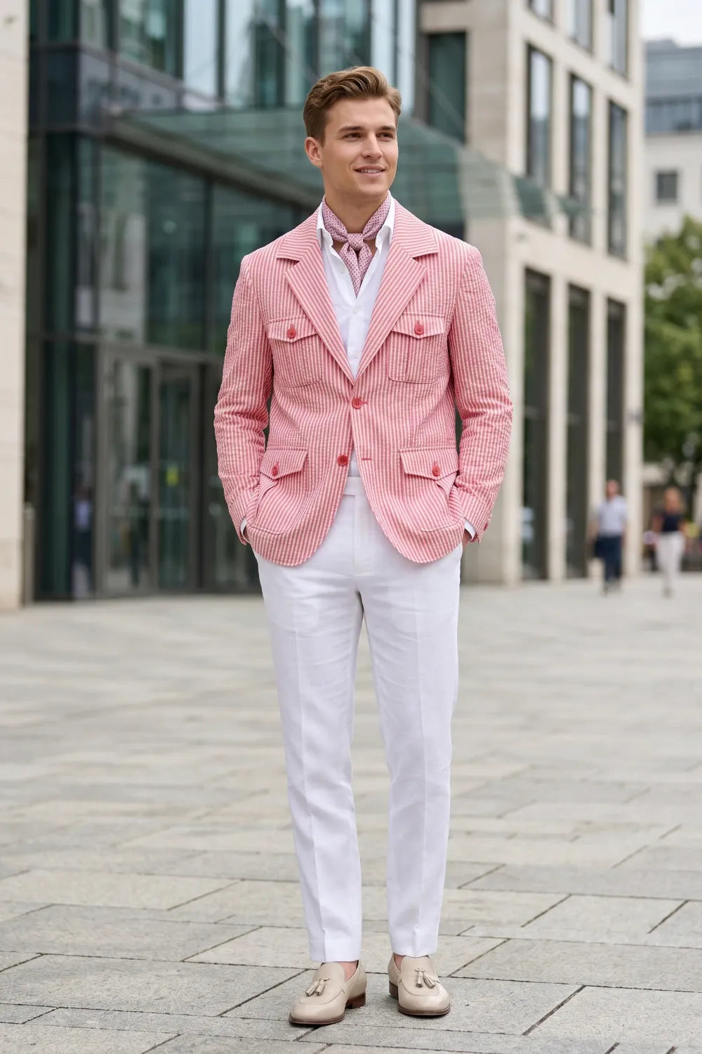 Men's Lightweight Seersucker 2 Piece Suit