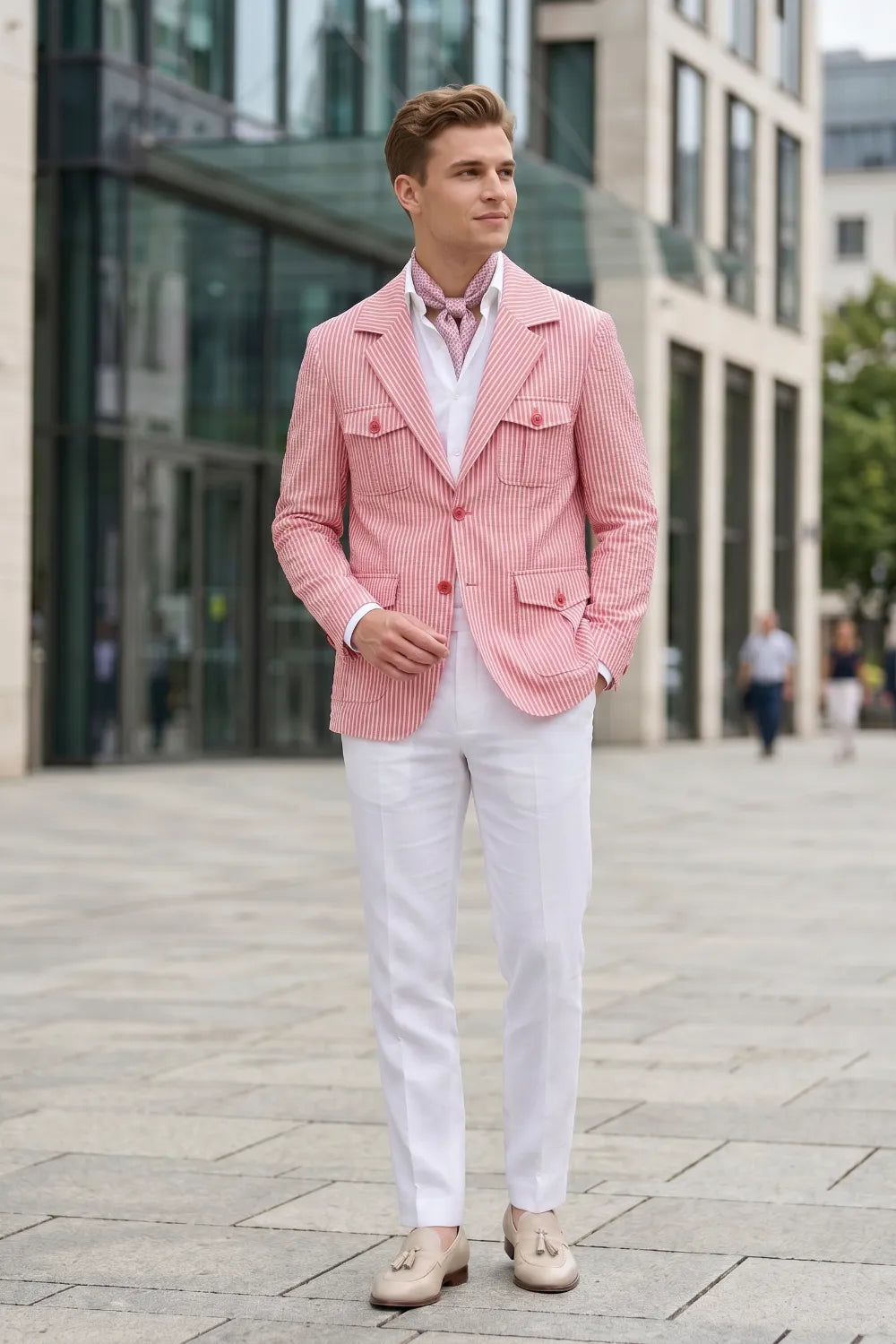 Men's Lightweight Seersucker 2 Piece Suit
