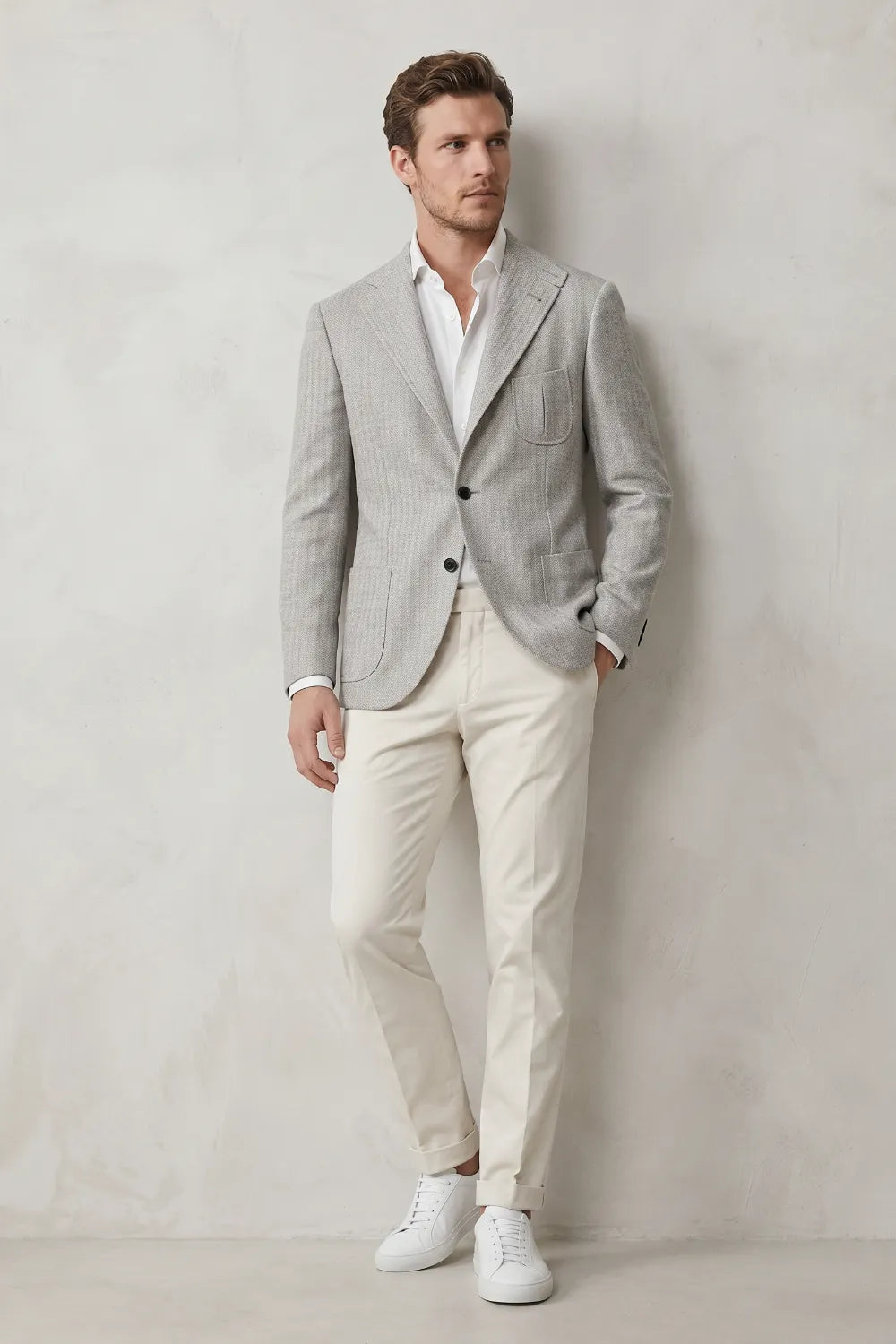 Men's Herringbone Smart Casual 2 Piece Suit