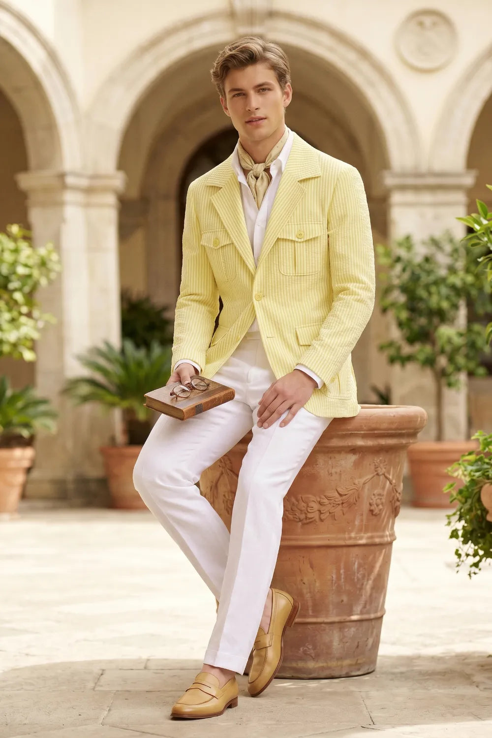 Men's Lightweight Seersucker 2 Piece Suit