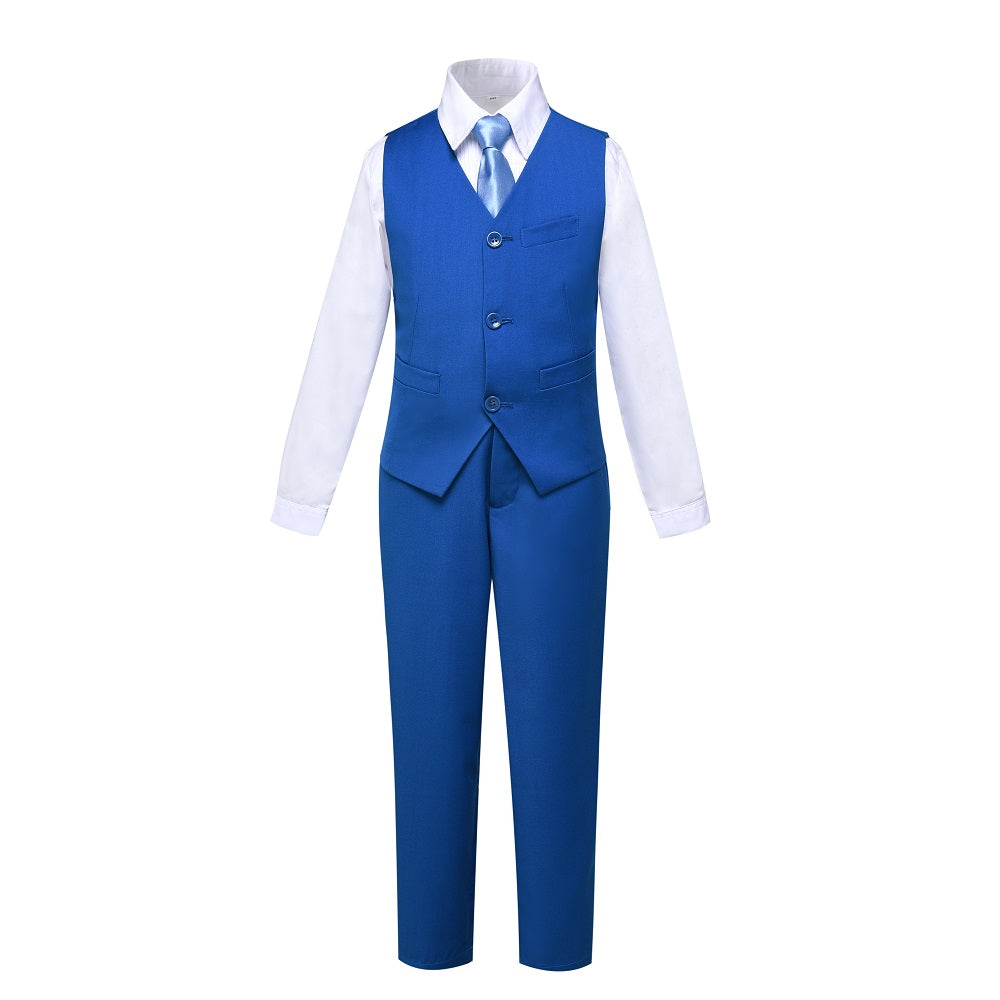 Boys 4 Piece Suit Set Shirt, Vest, Pants & Tie