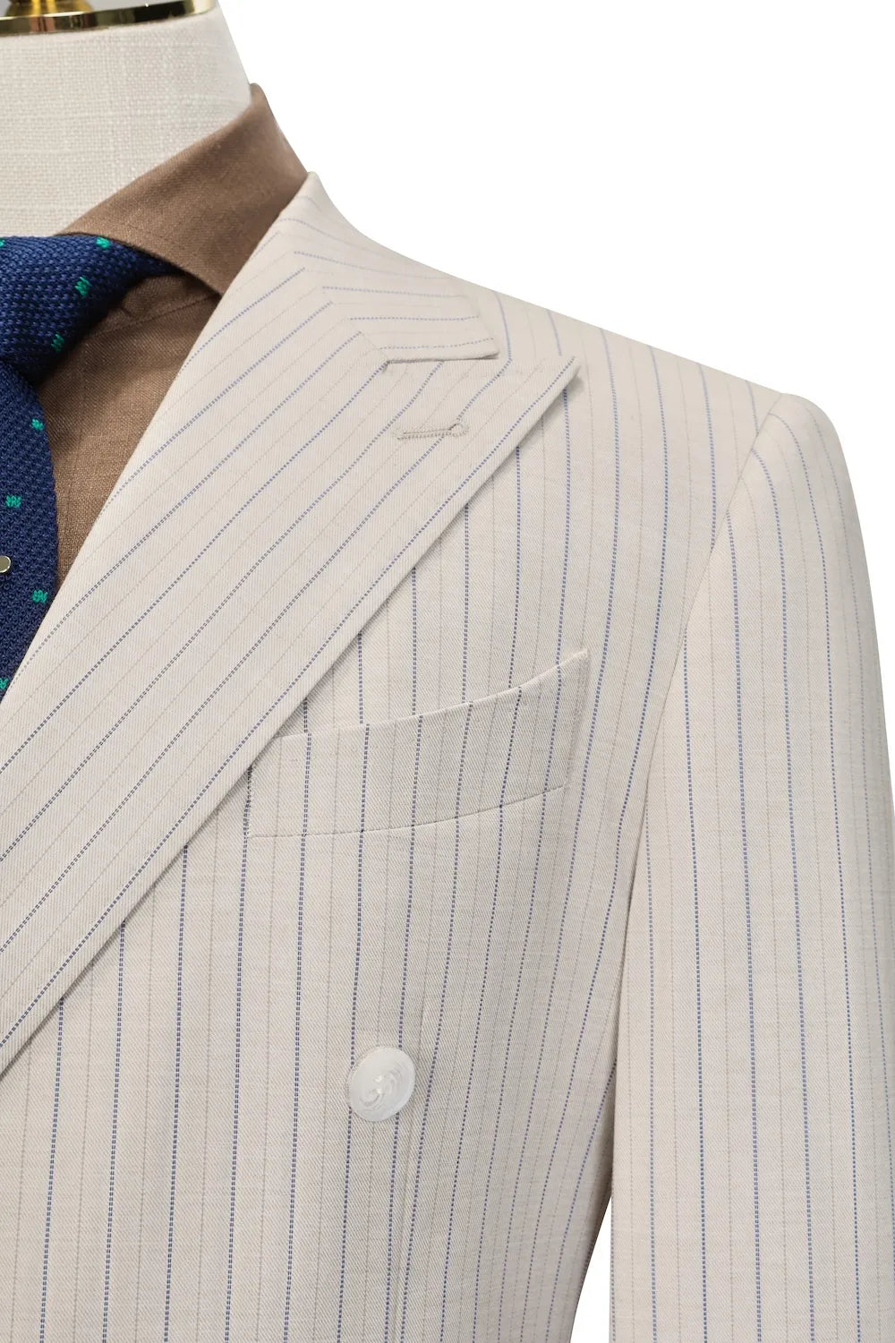 Men's Cream Stripe Formal Wear 2 Piece Suits