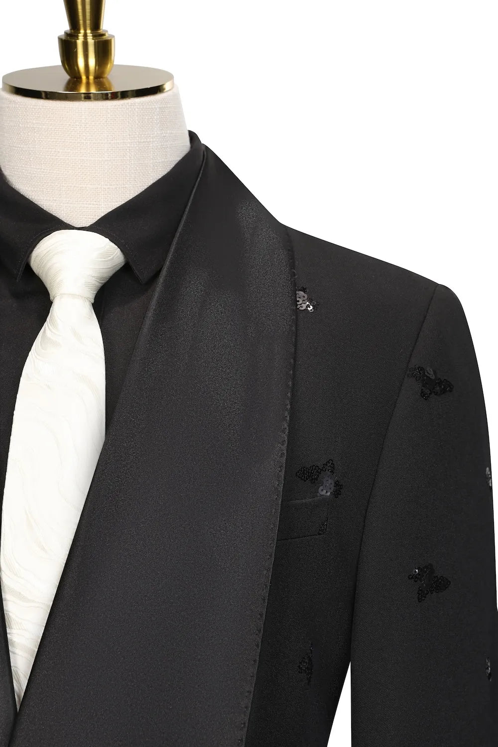 Men's Embroidered Wide Lapel 3 Piece Suits