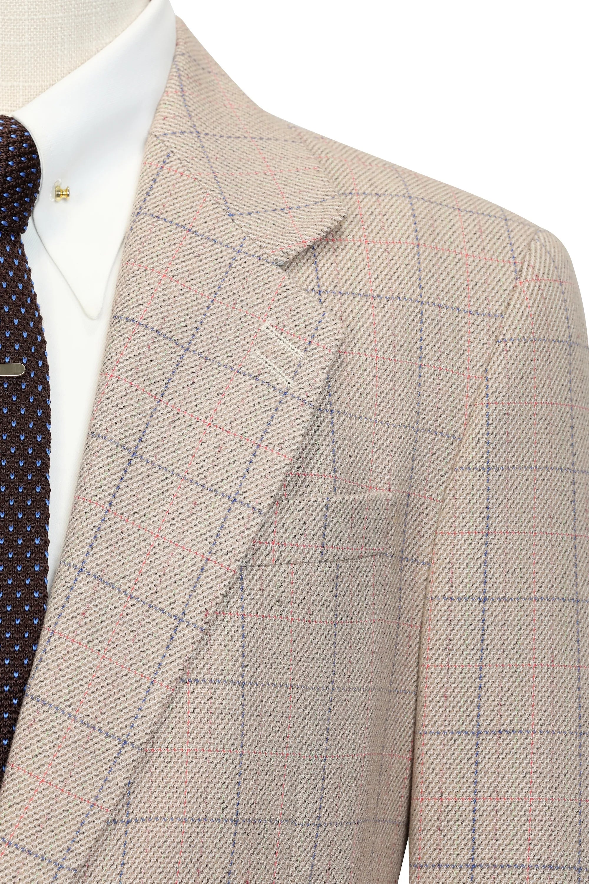 Men's Elegant Beige Plaid 2 Piece Suits