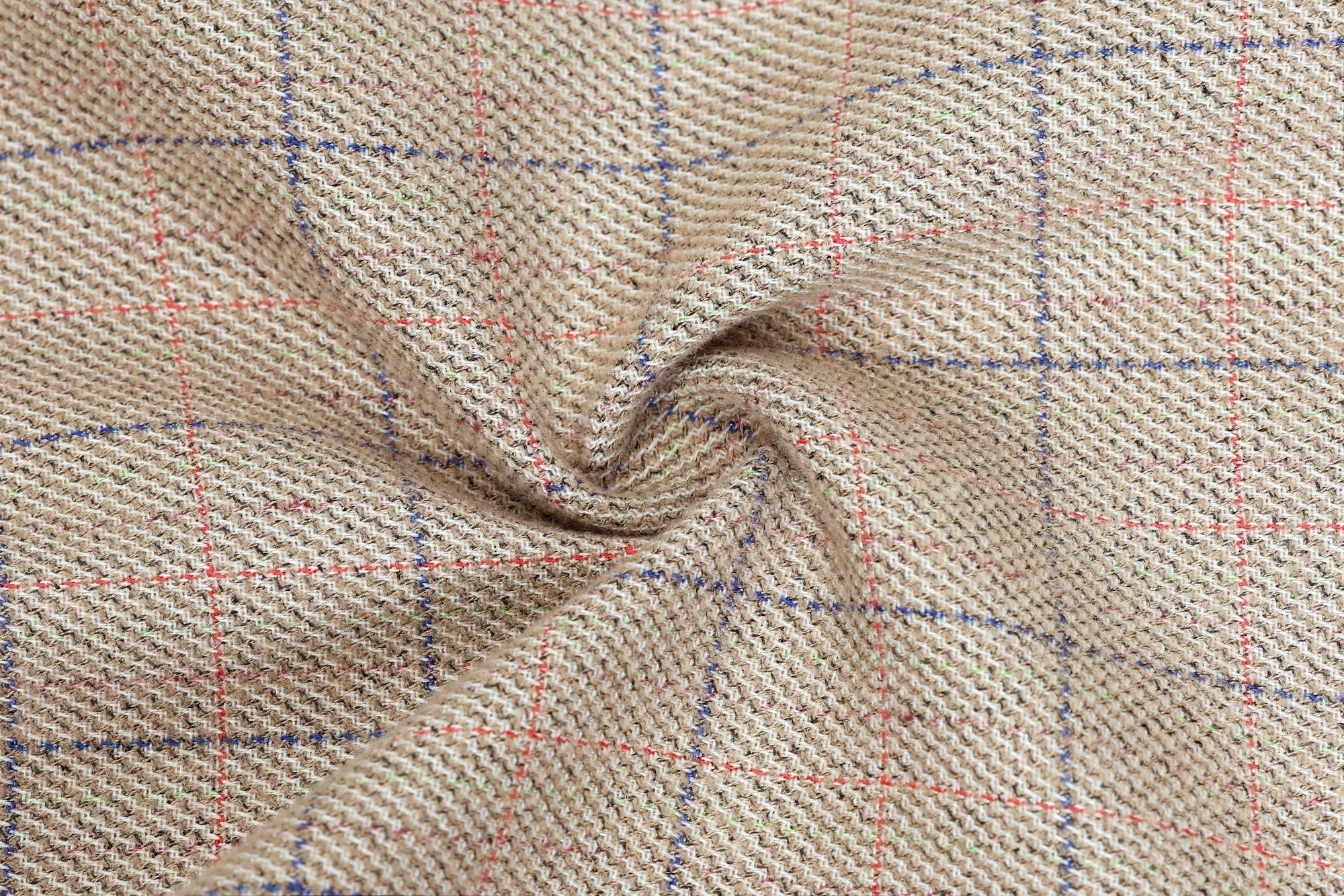 Men's Elegant Beige Plaid 2 Piece Suits