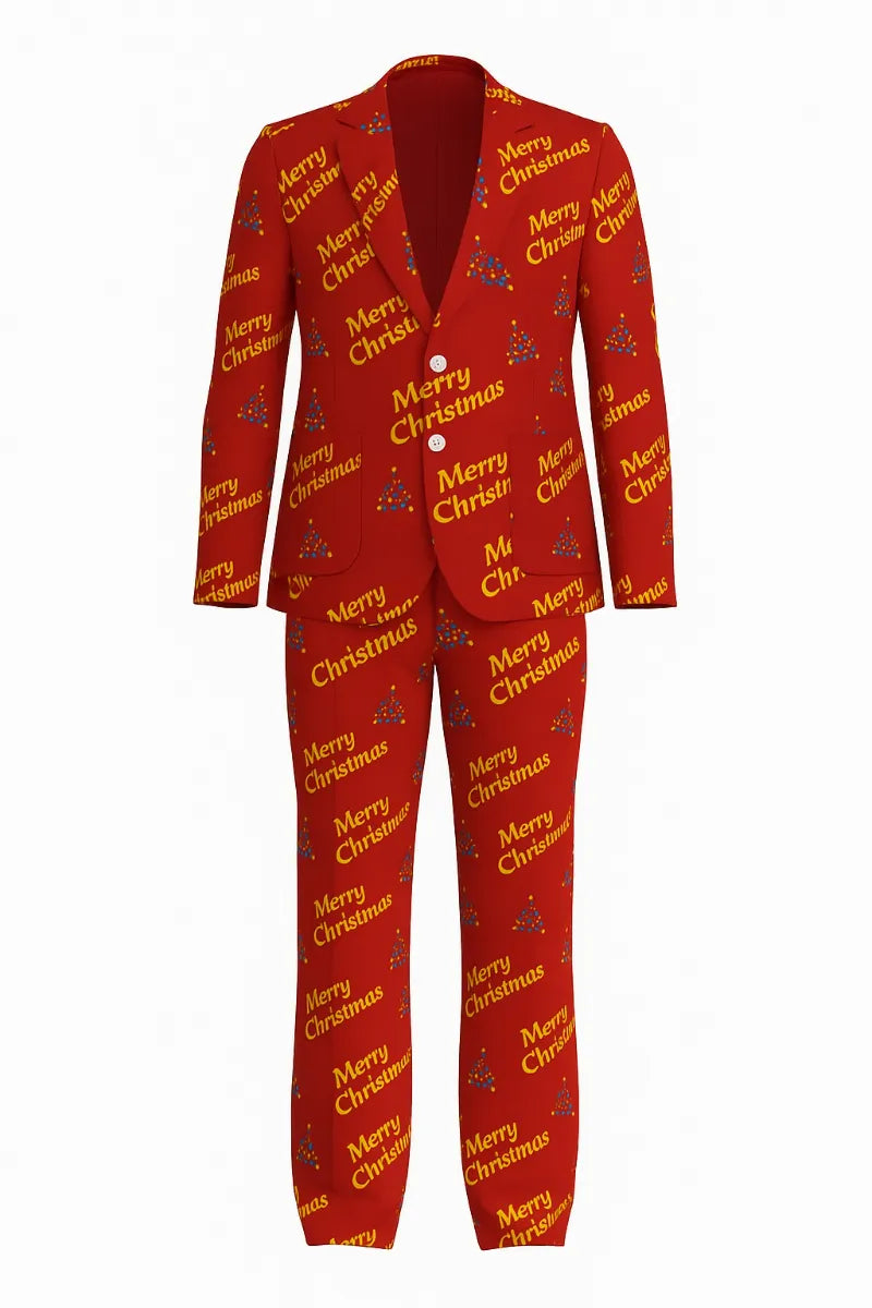 Men's Funny Pattern Christmas Party 2 Piece Suit