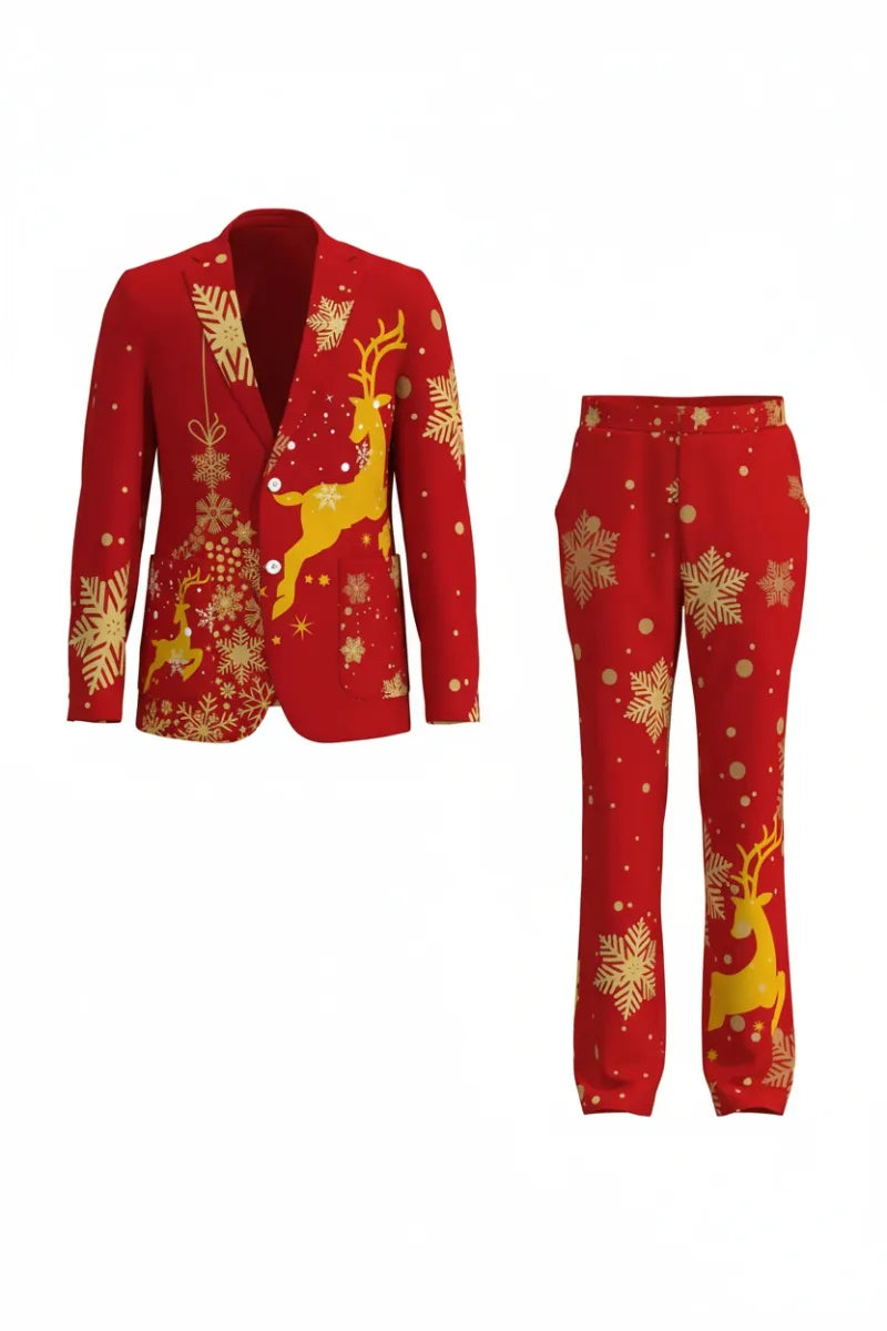 Men's Funny Pattern Christmas Party 2 Piece Suit