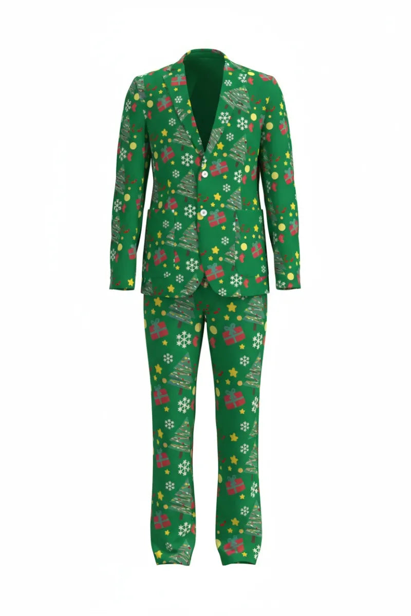 Men's Funny Pattern Christmas Party 2 Piece Suit