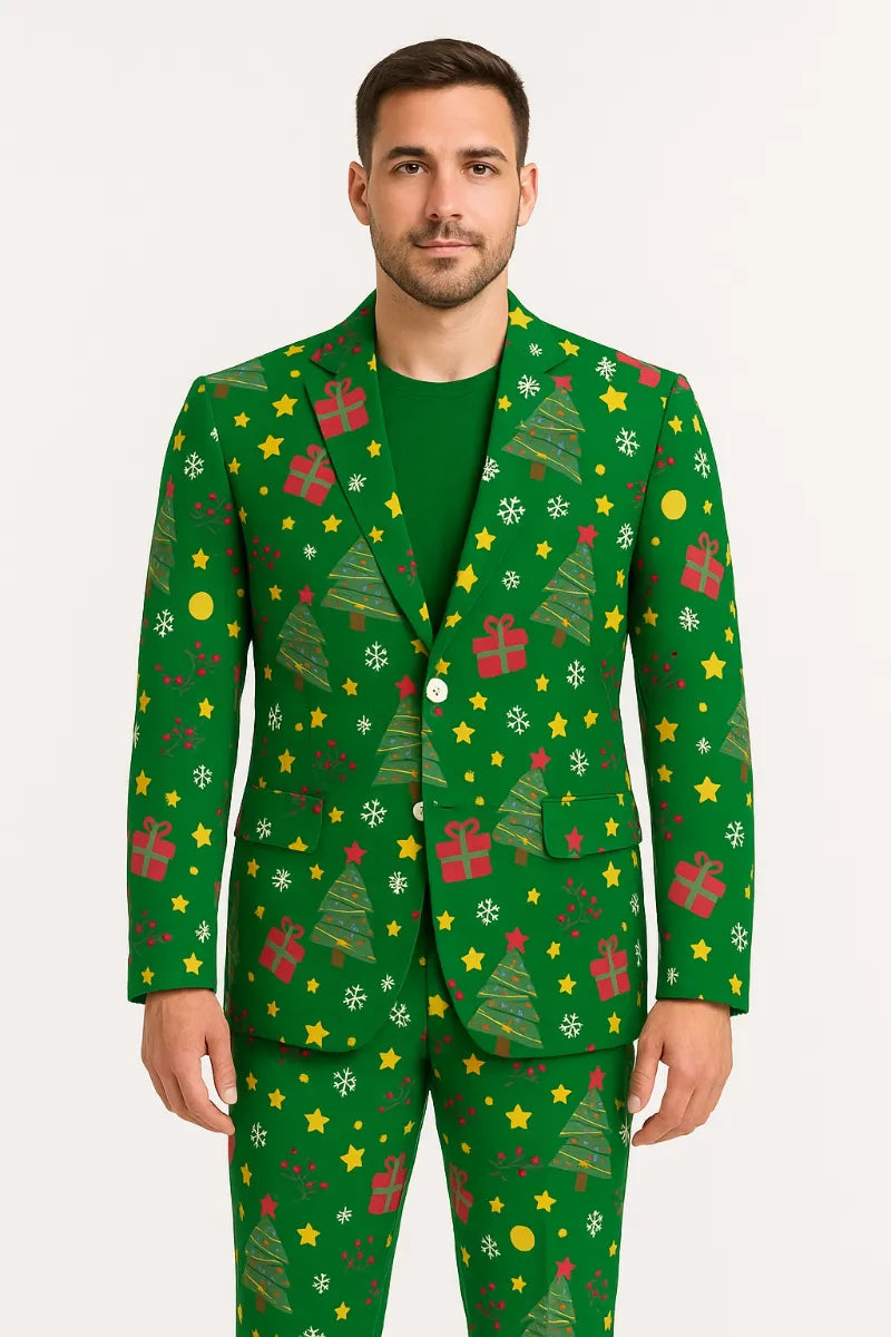 Men's Funny Pattern Christmas Party 2 Piece Suit