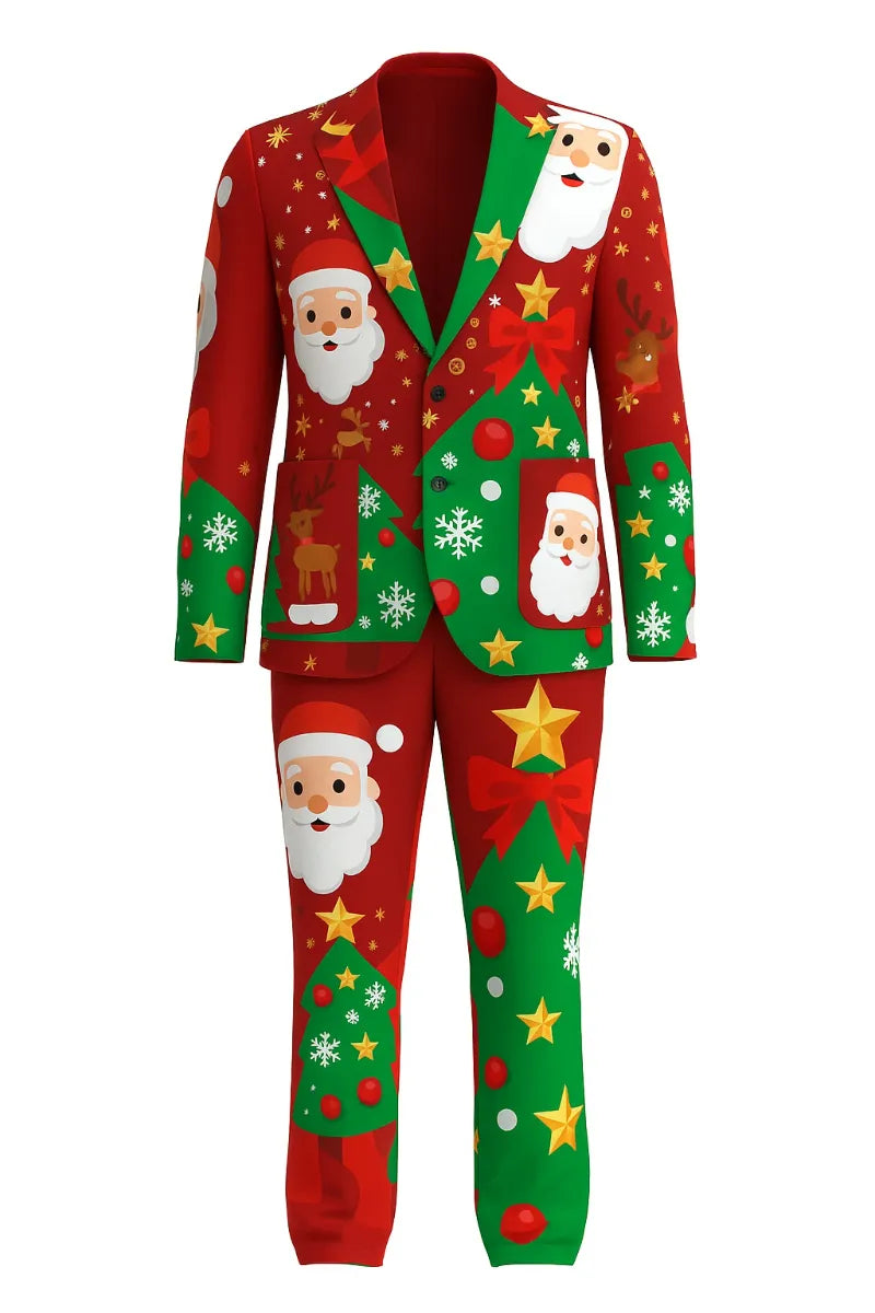Men's Funny Pattern Christmas Party 2 Piece Suit
