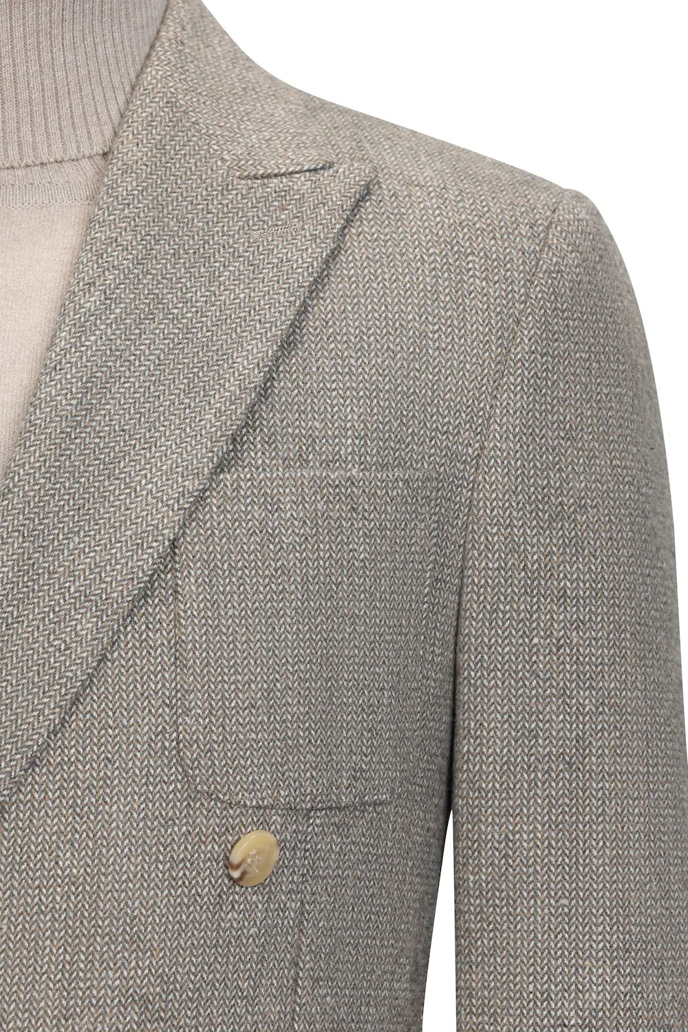 Men's Tailored Double Breasted Herringbone 3 Piece Suit