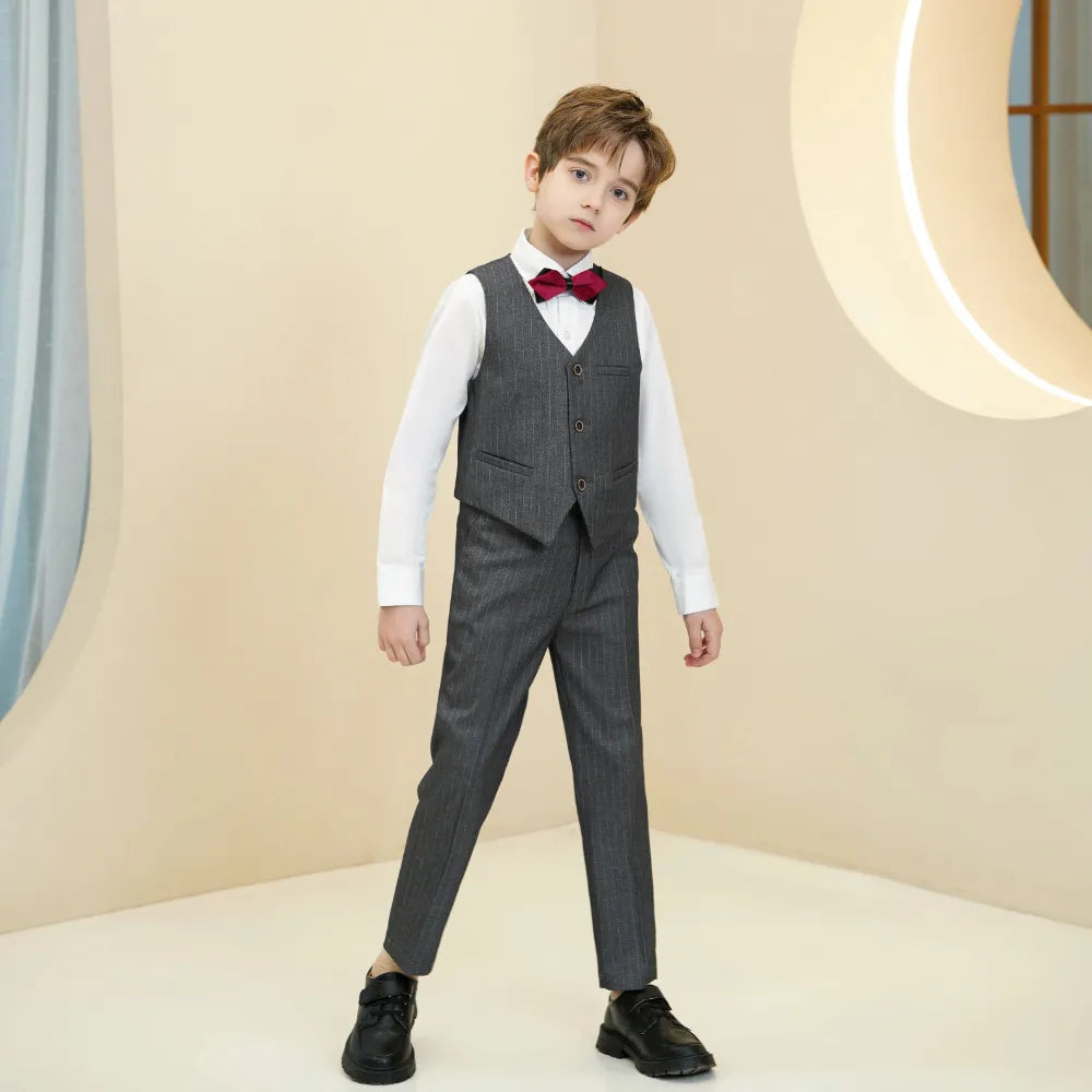 Modern toddler boys pinstripe suit without jacket – lightweight spring-ready style