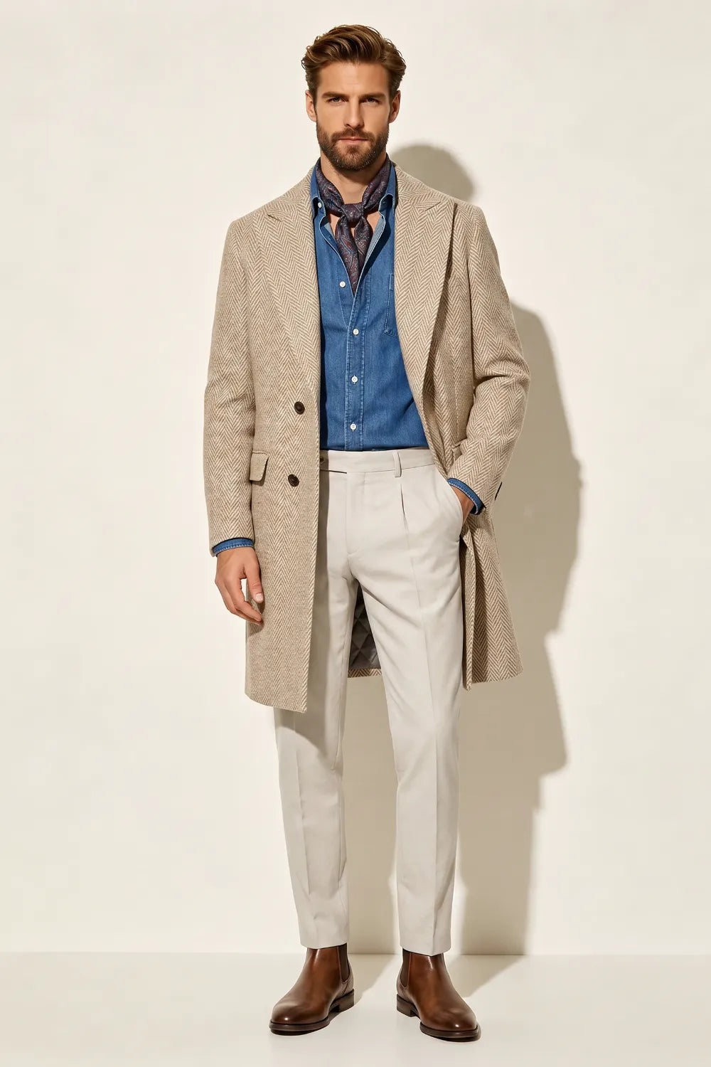 Men's Herringbone Tailored Overcoat