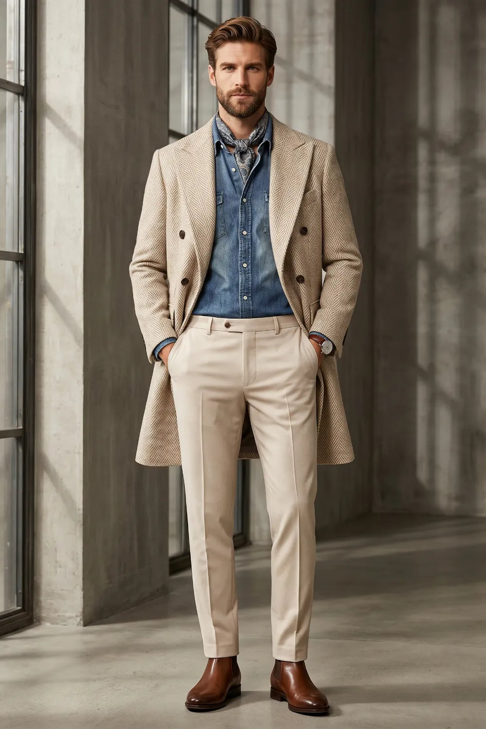 Men's Herringbone Tailored Overcoat