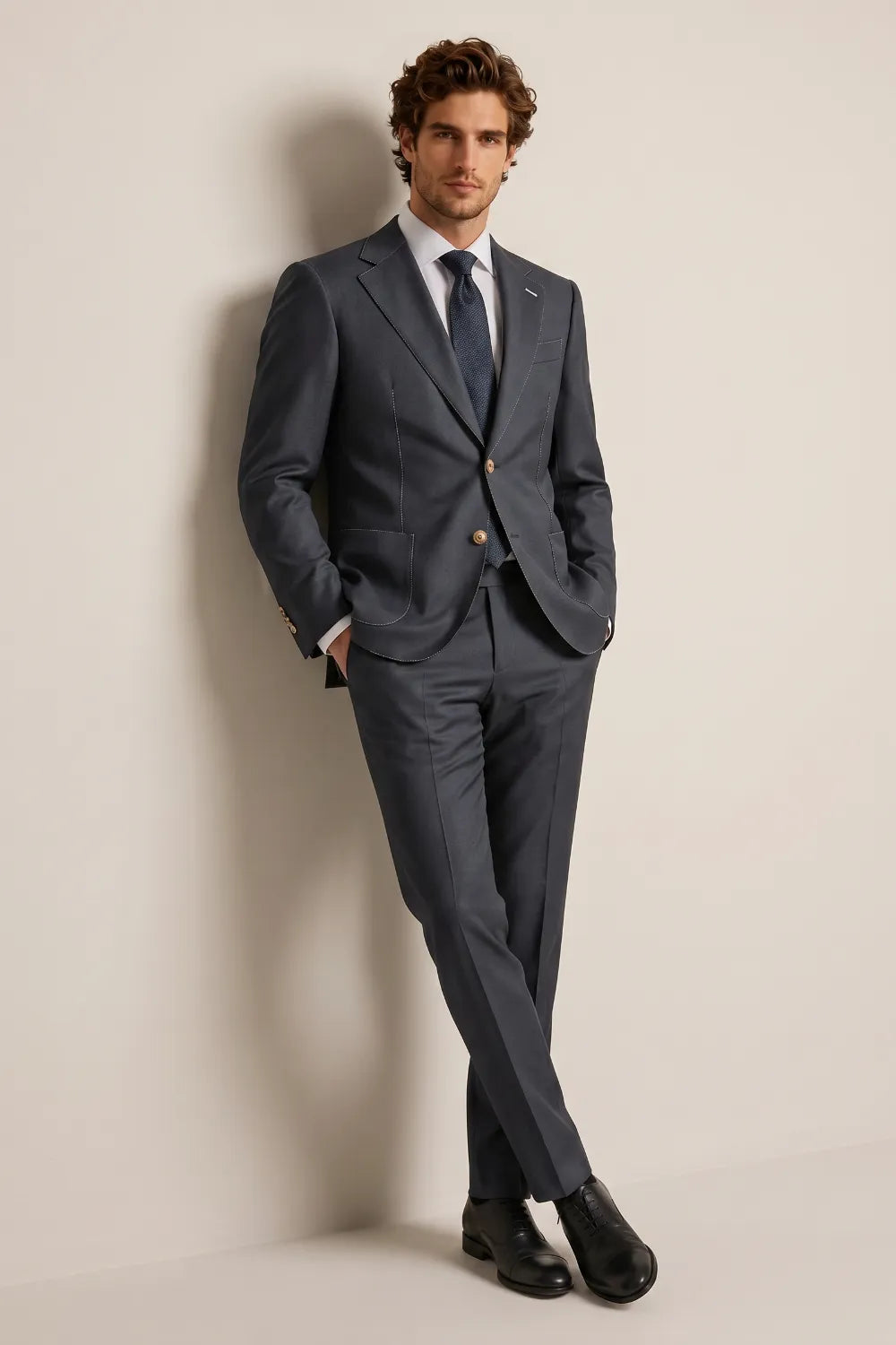 Men's Dark Grey Slim Fit 2-Piece Business Suit