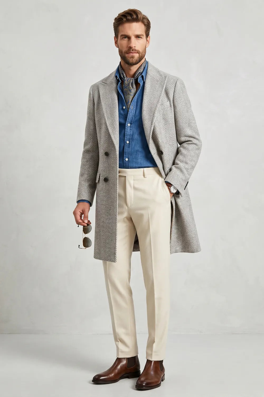 Men's Herringbone Tailored Overcoat