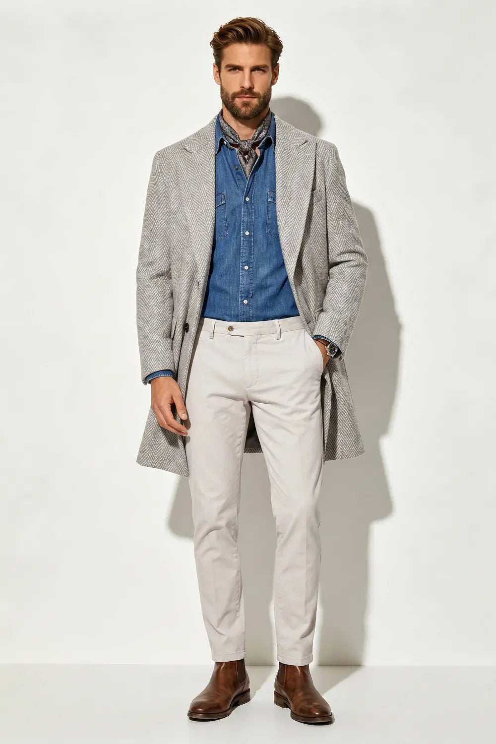 Men's Herringbone Tailored Overcoat
