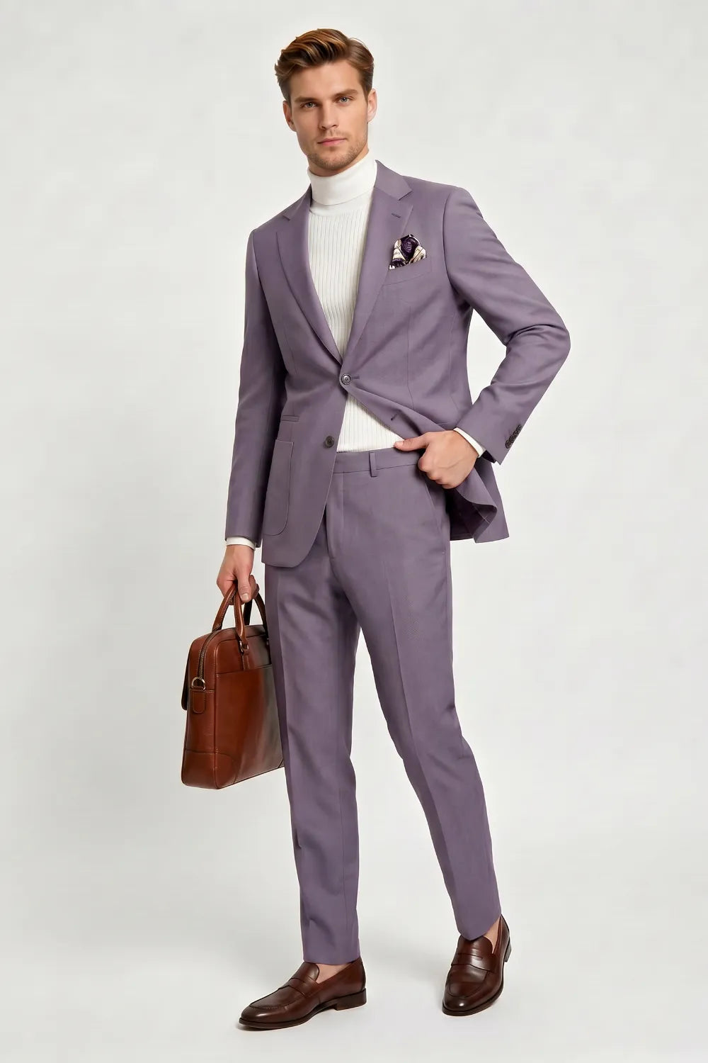 Men's Lavender Slim Fit 2-Piece Suit