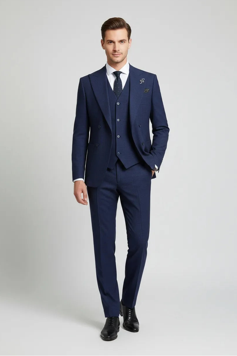 Men's Modern Slim Fit Navy 3 Piece Suits