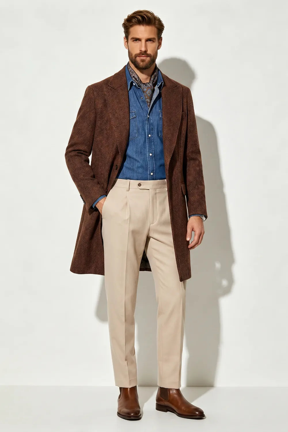 Men's Herringbone Tailored Overcoat