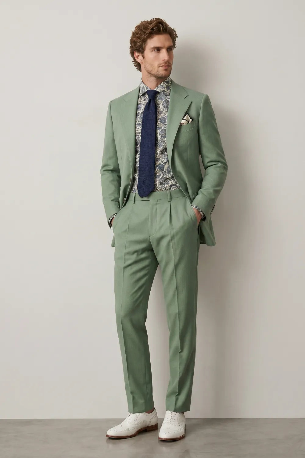 Men's Sage Green Slim Fit 2-Piece Suit
