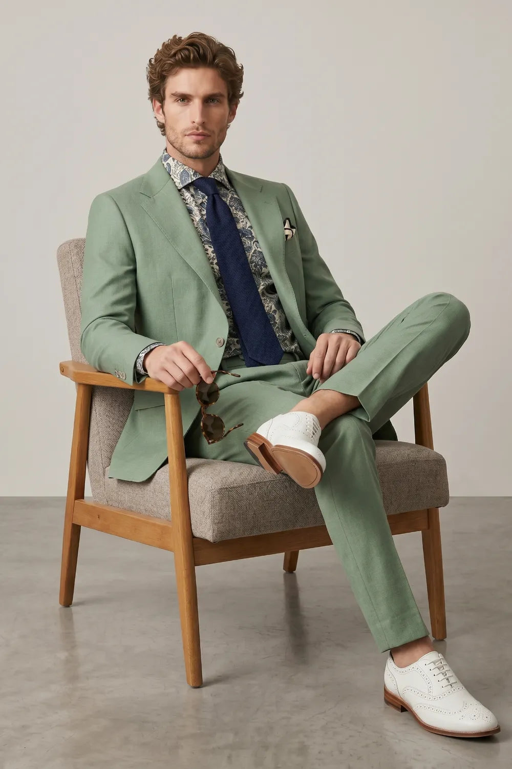 Men's Sage Green Slim Fit 2-Piece Suit