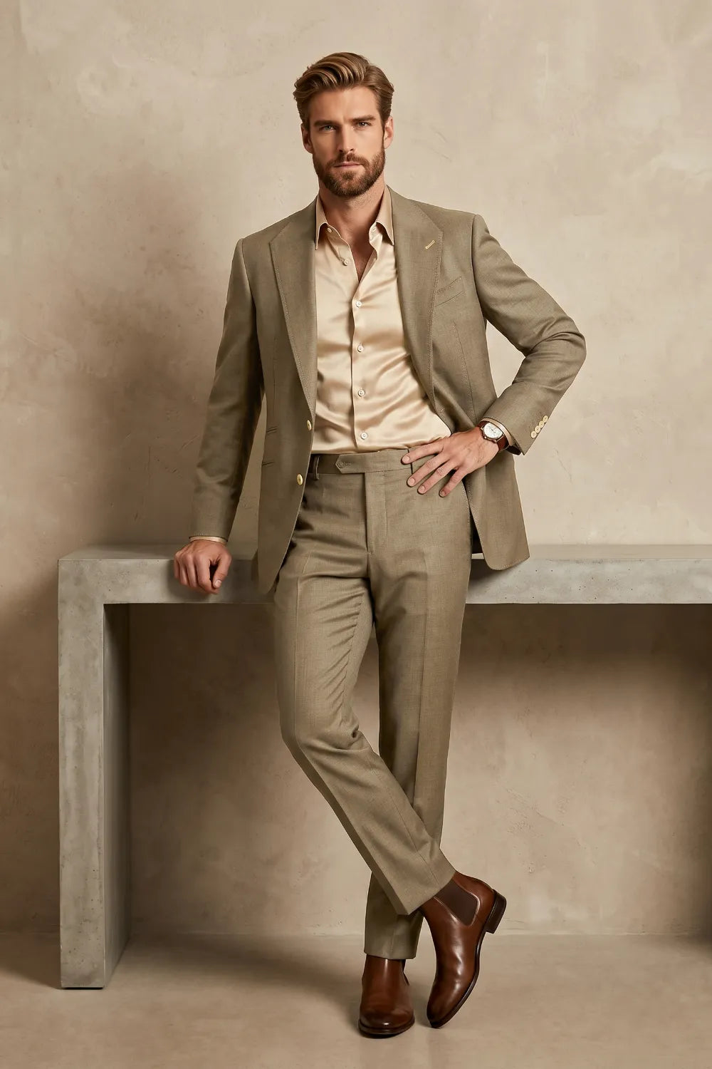 Men's Modern Tan 2 Piece Suit
