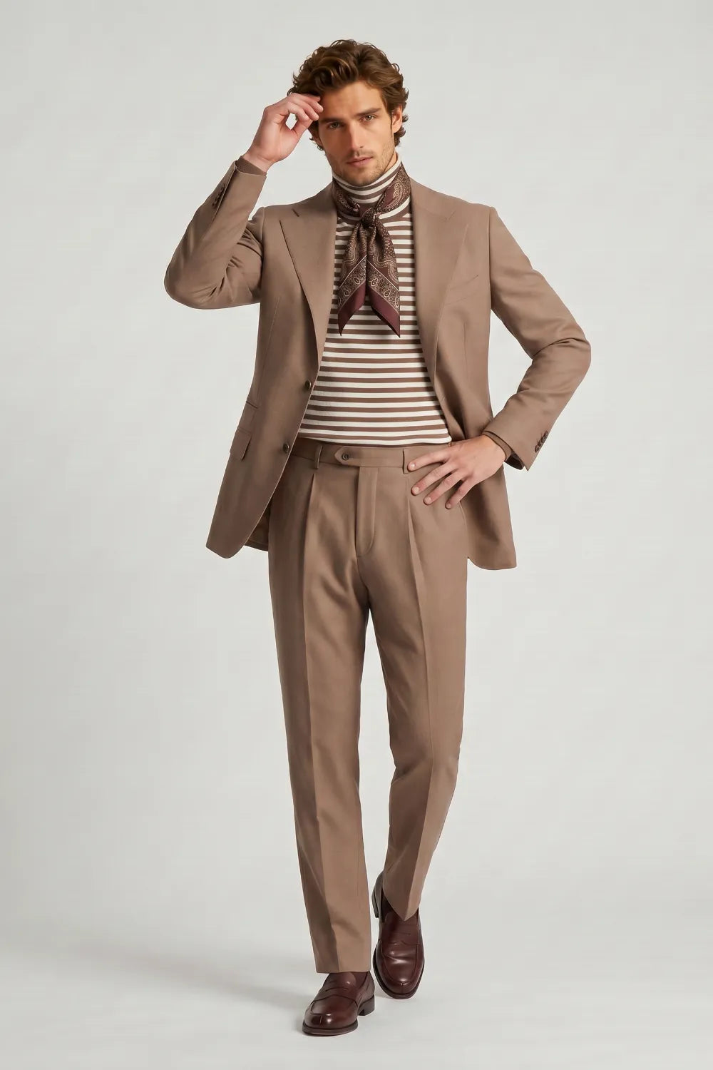 Men's Taupe Slim Fit 2-Piece Suit