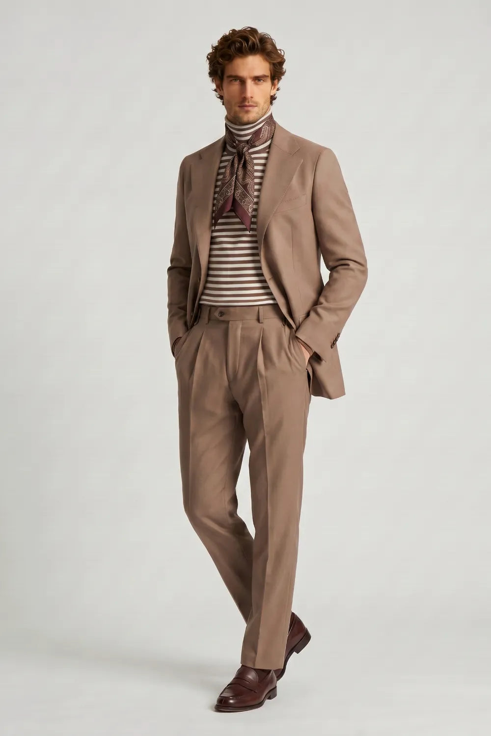 Men's Taupe Slim Fit 2-Piece Suit