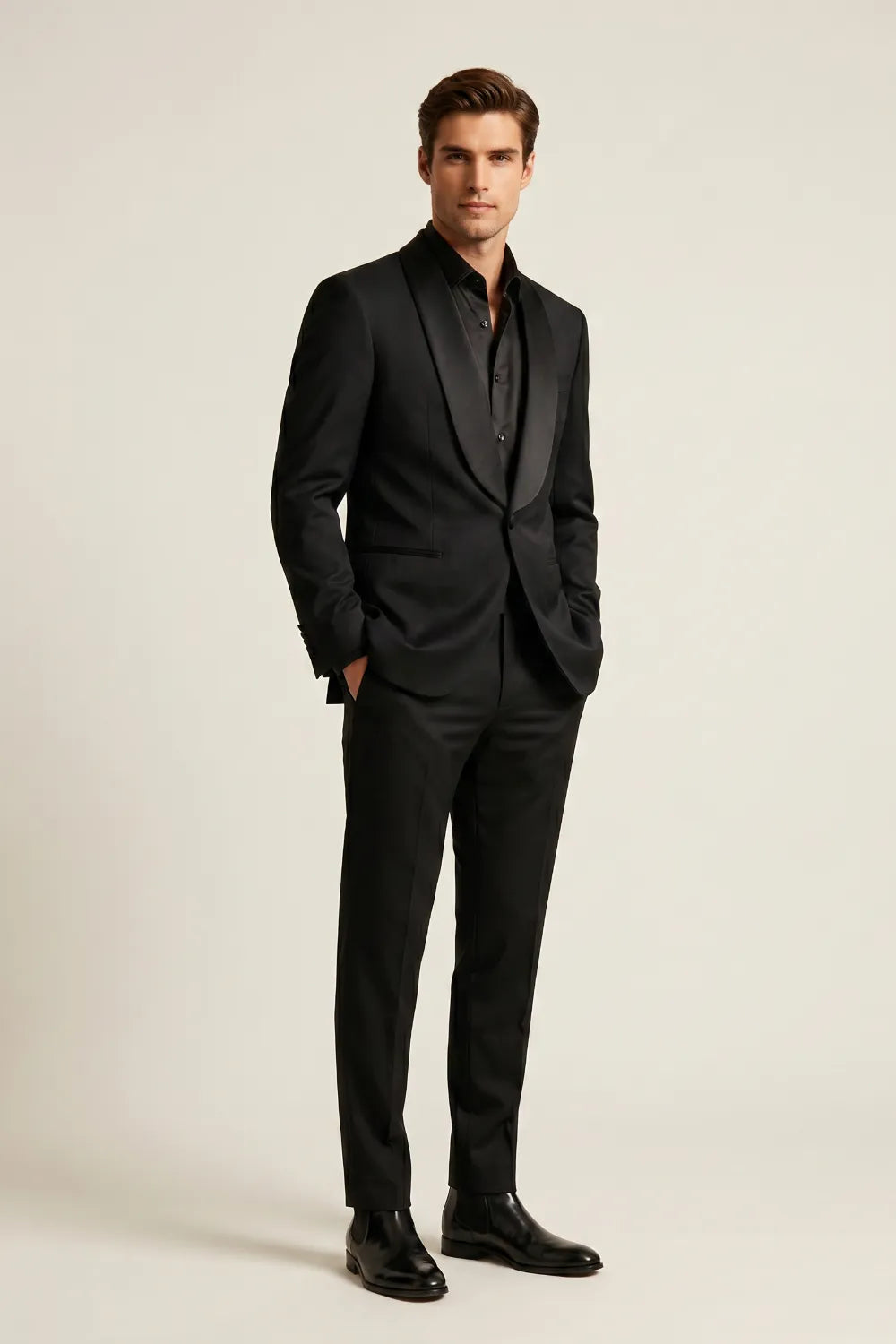 Men's Black Single Breasted Shawl Lapel Tuxedo
