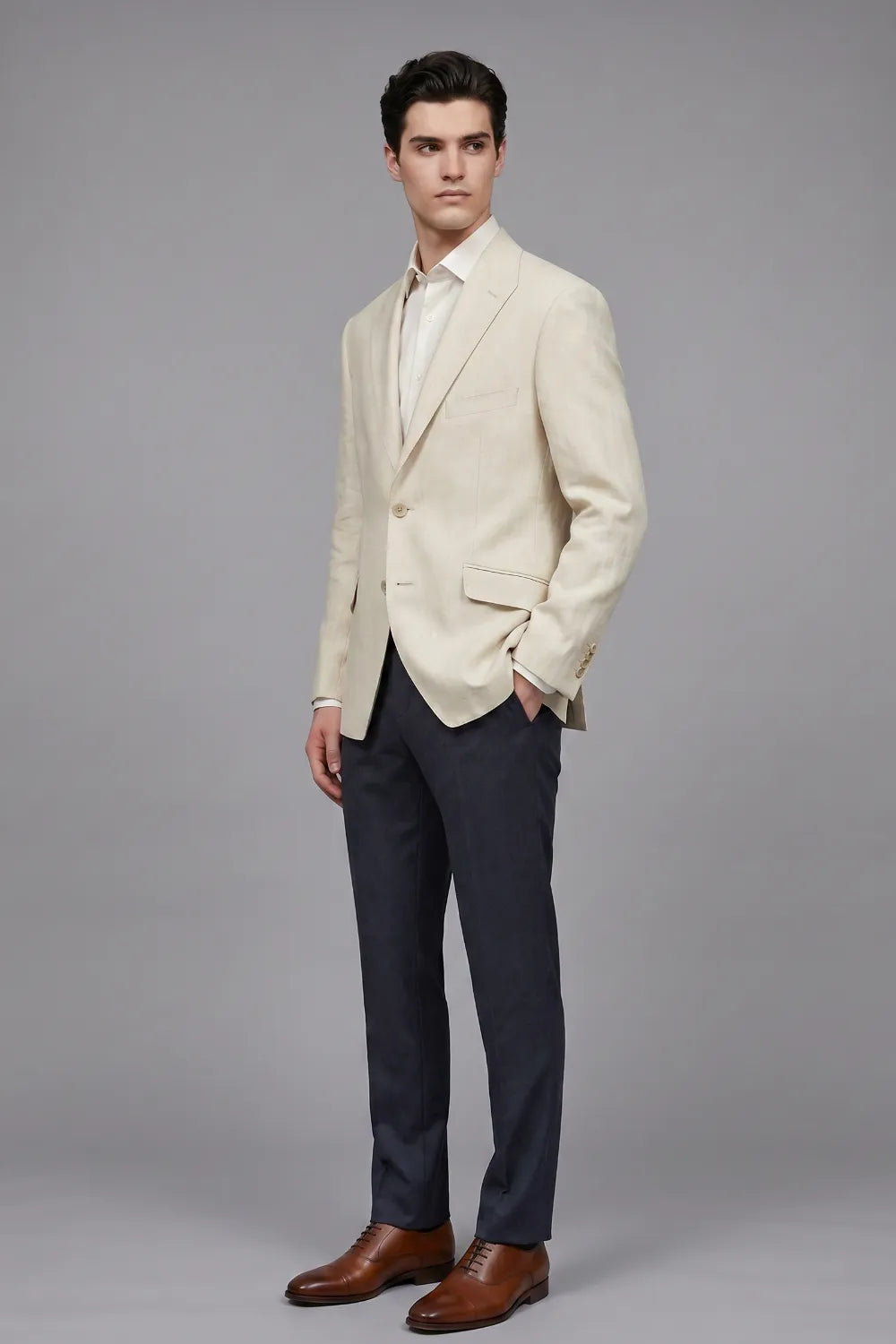 Men's Tailored Linen Summer 2 Piece Suit
