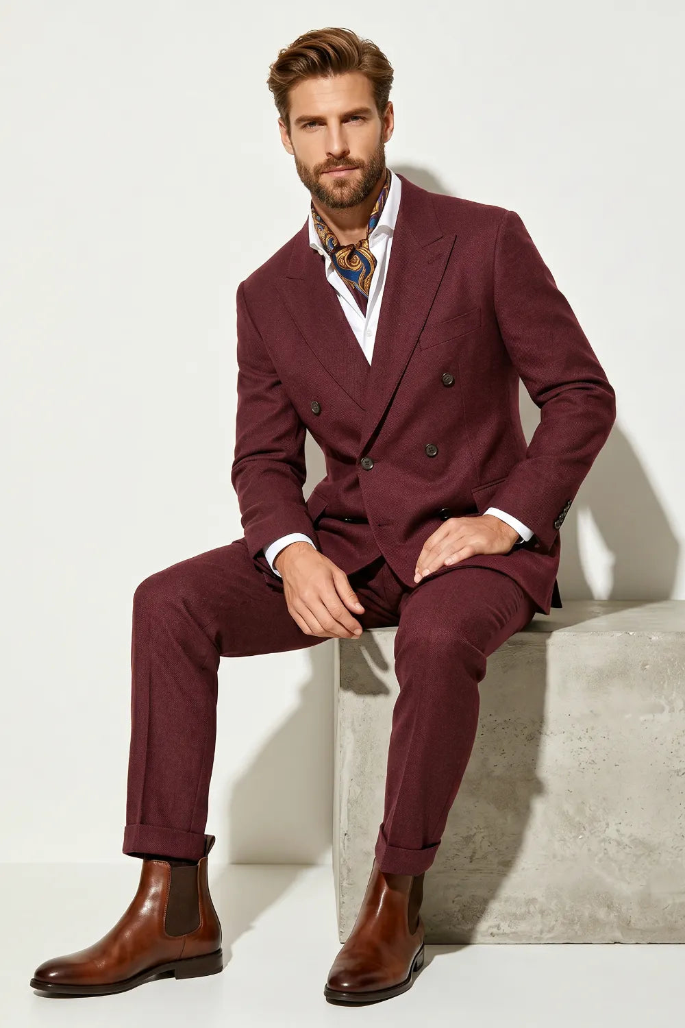 Men's Classic Double Breasted 2 Piece Suit